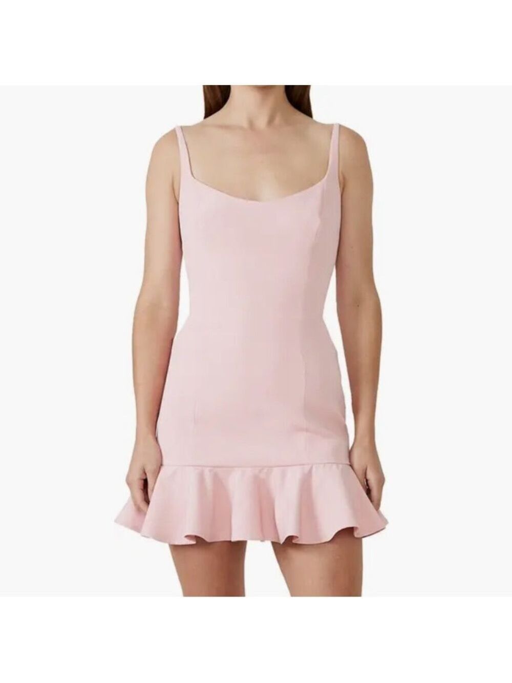 Bardot Gigi Ruffle Hem Fit & Flare Blush Pink Mini Dress Size 4